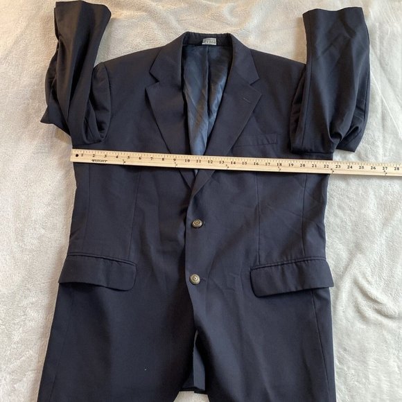 VTG JOS A BANK 100% WOOL Metal Buttons Suit Jacket Blazer Mens 42R Navy Preppy - Picture 7 of 11
